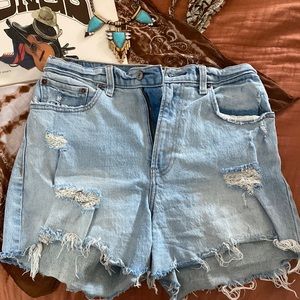 A&F high rise curve love denim shorts